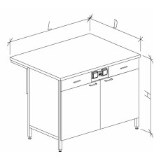 Стол-тумба большой с дверками с ящиками и розетками 1200/900 СТЛк-М с/я.р.