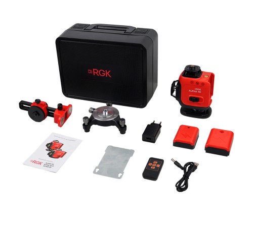 Комплект лазерного уровня RGK ALPHA 4D и рулетка AMO R303